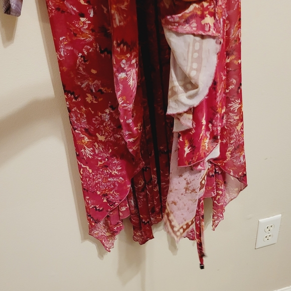 NEW Free People High Low Mini Midi Dress Pink Purple V Neck Boho Tunic - Picture 8 of 8